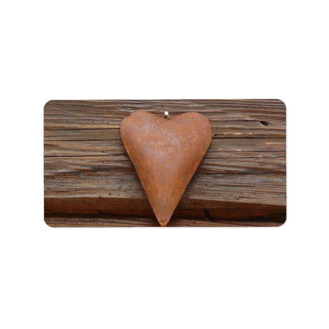Rustic Old Heart on Log Cabin Wood Label (Front)