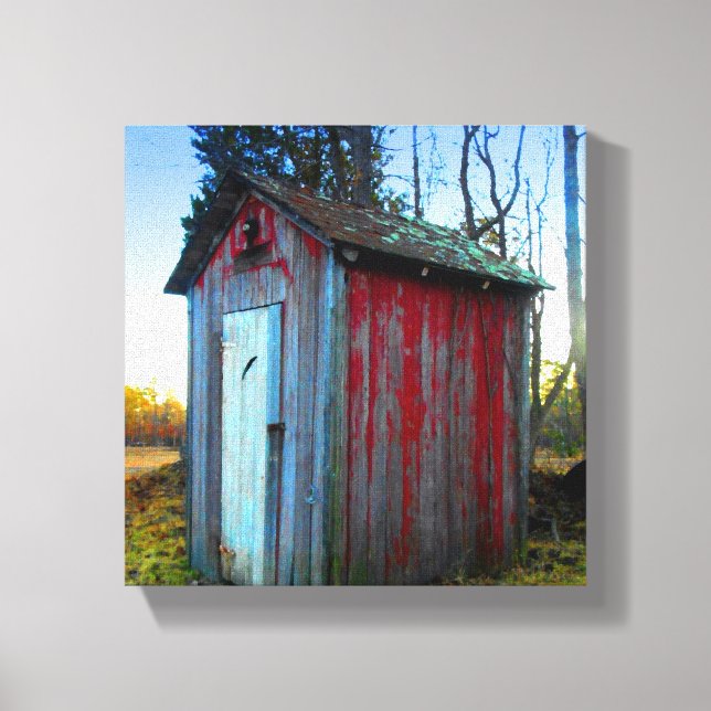 Rustic Old Junk Yard Outhouse Canvas Print (Front)