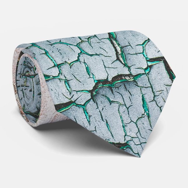 Rustic old light blue green peeling paint wood tie (Rolled)