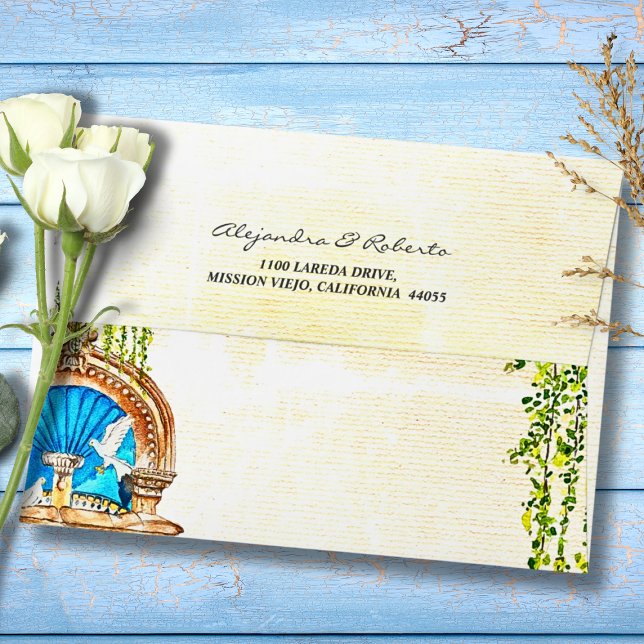 Rustic Old Mexico Watercolor Wedding Invitation Envelope (Creator Uploaded)