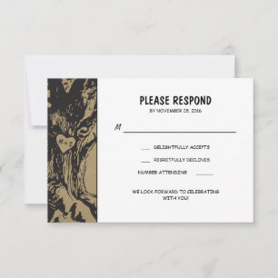 Rustic old oak tree wedding RSVP Card