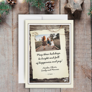 Rustic Old Paper Hand-drawn Script Photo Holiday C