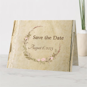 Rustic Old Paper Save the date card