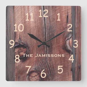 Rustic Old Red Barn Siding, Personalized Clock