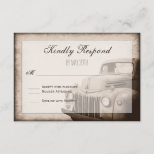 Rustic Old Truck Vintage Country Wedding RSVP Card