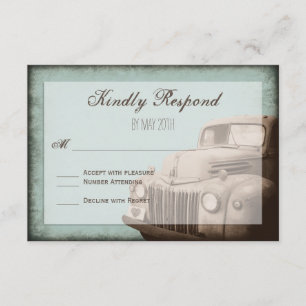 Rustic Old Truck Vintage Country Wedding RSVP Card