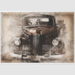Rustic Old Vintage Car Decoupage Tissue Paper