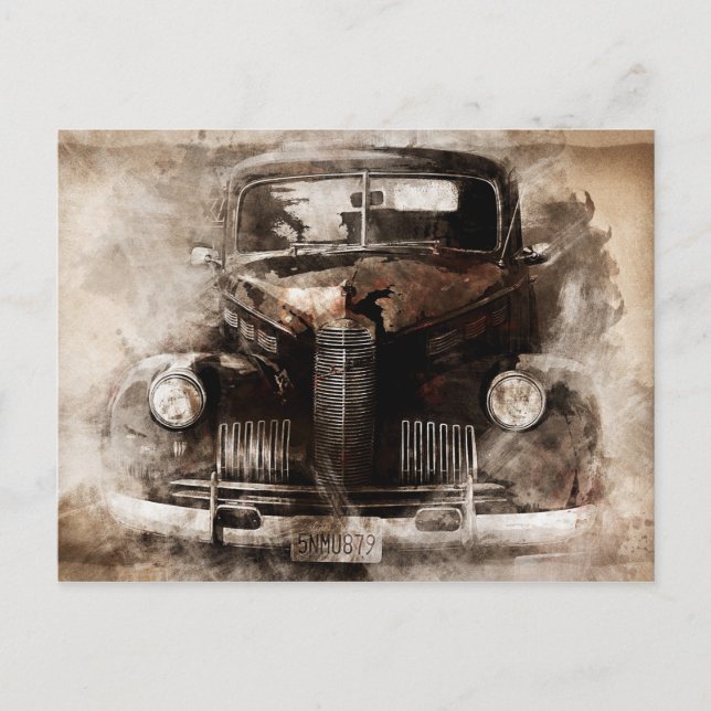 Rustic Old Vintage Car Postcard (Front)