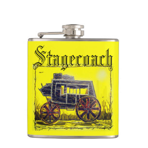 Rustic Old Western Stagecoach Hip Flask