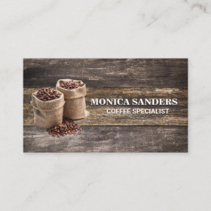 Rustic Old Wood Table Coffee Bags Appointment Card