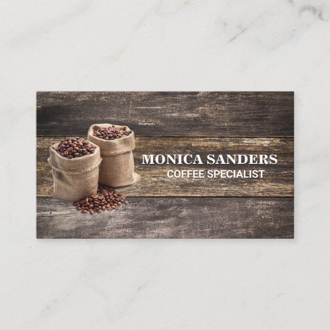 Rustic Old Wood Table | Coffee Bags Appointment Card (Front)