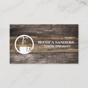 Rustic Old Wood Table   Steam Coffee Cup Appointment Card