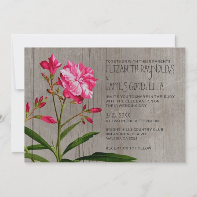 Rustic Oleander Wedding Invitations (Front)