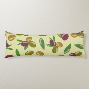 Rustic Olive and Olive Leaves Pattern Body Pillow