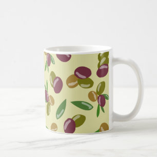 Rustic Olive and Olive Leaves Pattern Coffee Mug