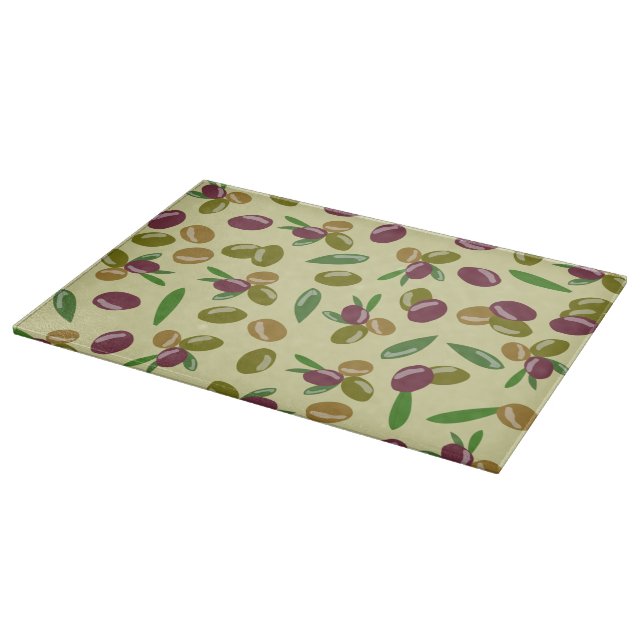 Rustic Olive and Olive Leaves Pattern Cutting Board (Corner)