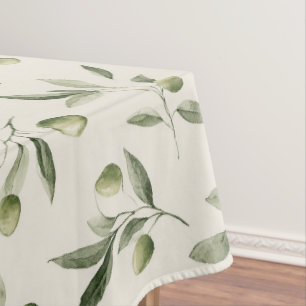 Rustic Olive Branch Mediterranean Pattern Tablecloth
