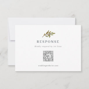 Rustic Olive Branch Wedding QR Code RSVP Card