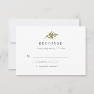 Rustic Olive Branch Wedding RSVP Card