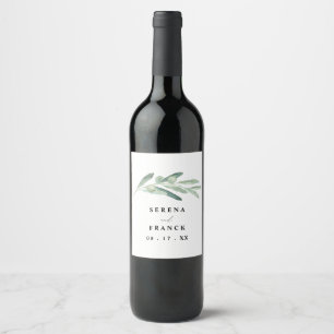 Rustic Olive Branch Wedding Wine Label