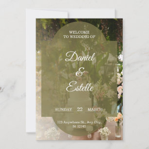 Rustic Olive Green Floral Photo Wedding Invitation