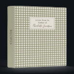 Rustic Olive Green Gingham Plaid Monogram Recipe Binder<br><div class="desc">Rustic Olive Green Gingham Plaid Monogram Recipe 3 Ring Binder</div>