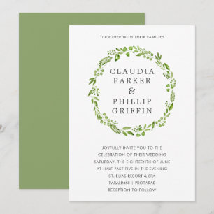 Rustic Olive Greenery Elegant Wedding Invitation