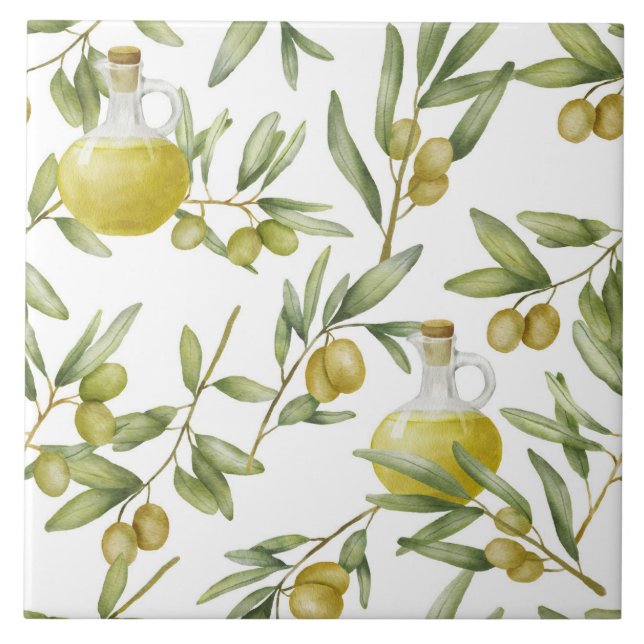 Rustic Olive Oil Pattern  Tile (Front)