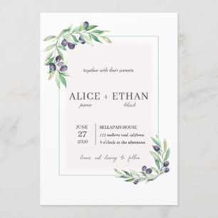 Rustic Olive Watercolor Invitation