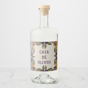 Rustic Olives Custom Text Olive Oil Liquor Bottle Label