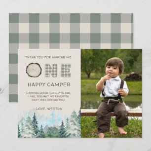 Rustic One Happy Camper Merci Cartes