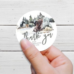 Rustic One Happy Camper Thank you Classic Round Sticker