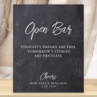 Rustic Open Bar Chalkboard Personalized Wedding