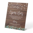 Rustic Open Bar Greenery String Lights Wedding