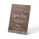 Rustic Open Bar Greenery String Lights Wedding