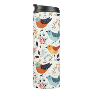 Rustic Orange And Blue Bird Garden Thermal Tumbler