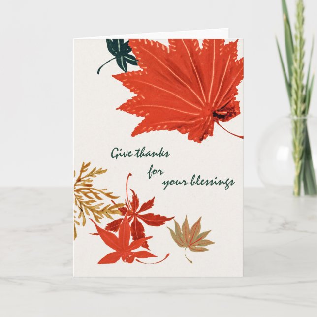 Rustic Orange and Gold Give Thanks Card (Front)
