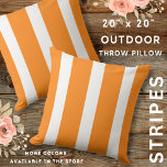 Rustic Orange And White Stripes Farmhouse Outdoor Pillow<br><div class="desc">Add a trendy boho look to your decor space with the bright and bold orange striped pillows.</div>