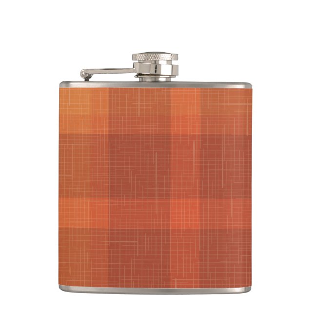 Rustic Orange Autumn  Fall Plaid Tartan  Hip Flask (Front)
