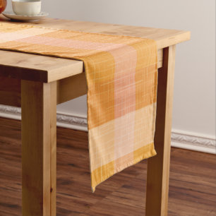 Rustic Orange Autumn  Fall Plaid Tartan  Short Tab Table Runner