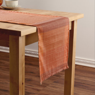 Rustic Orange Autumn  Fall Plaid Tartan  Short Table Runner