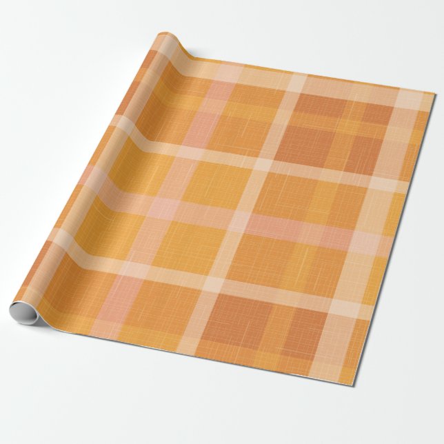 Rustic Orange Autumn  Fall Plaid Tartan Wrapping P Wrapping Paper (Unrolled)