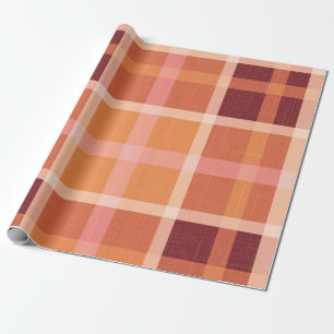 Rustic Orange Autumn  Fall Plaid Tartan  Wrapping Paper