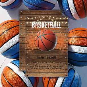 Rustic Orange Basketball Baby Shower Enclosure Card