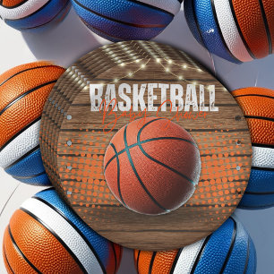Rustic Orange Basketball Baby Shower Paper Plate