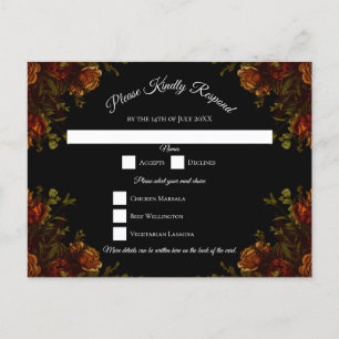 Rustic Orange Black Elegant Wedding Holiday Postcard