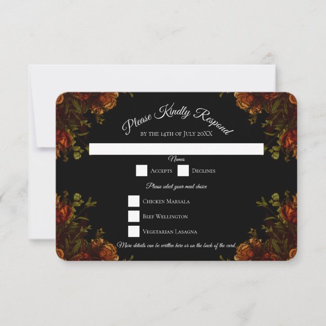 Rustic Orange Black Elegant Wedding Invitation (Front)