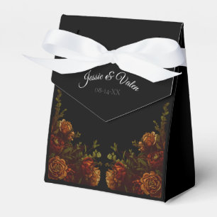 Rustic Orange Black Elegant Wedding Invitation Favor Box
