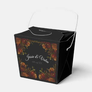 Rustic Orange Black Elegant Wedding Invitation Favor Box
