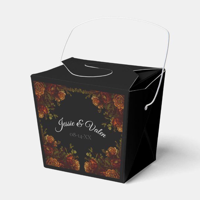 Rustic Orange Black Elegant Wedding Invitation Favor Box (Front Side)